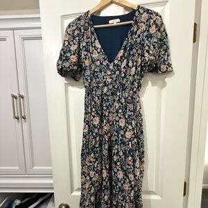 Z Supply Navy and Pink Floral Maxi Dress